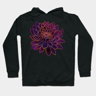 Colorful chrysanthemum or Mums flower drawing - faded orange with purple and blue lines in the petals. Hoodie